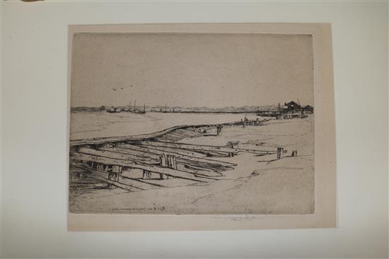 A folio of etchings and lithographs, largest 24 x 33cm